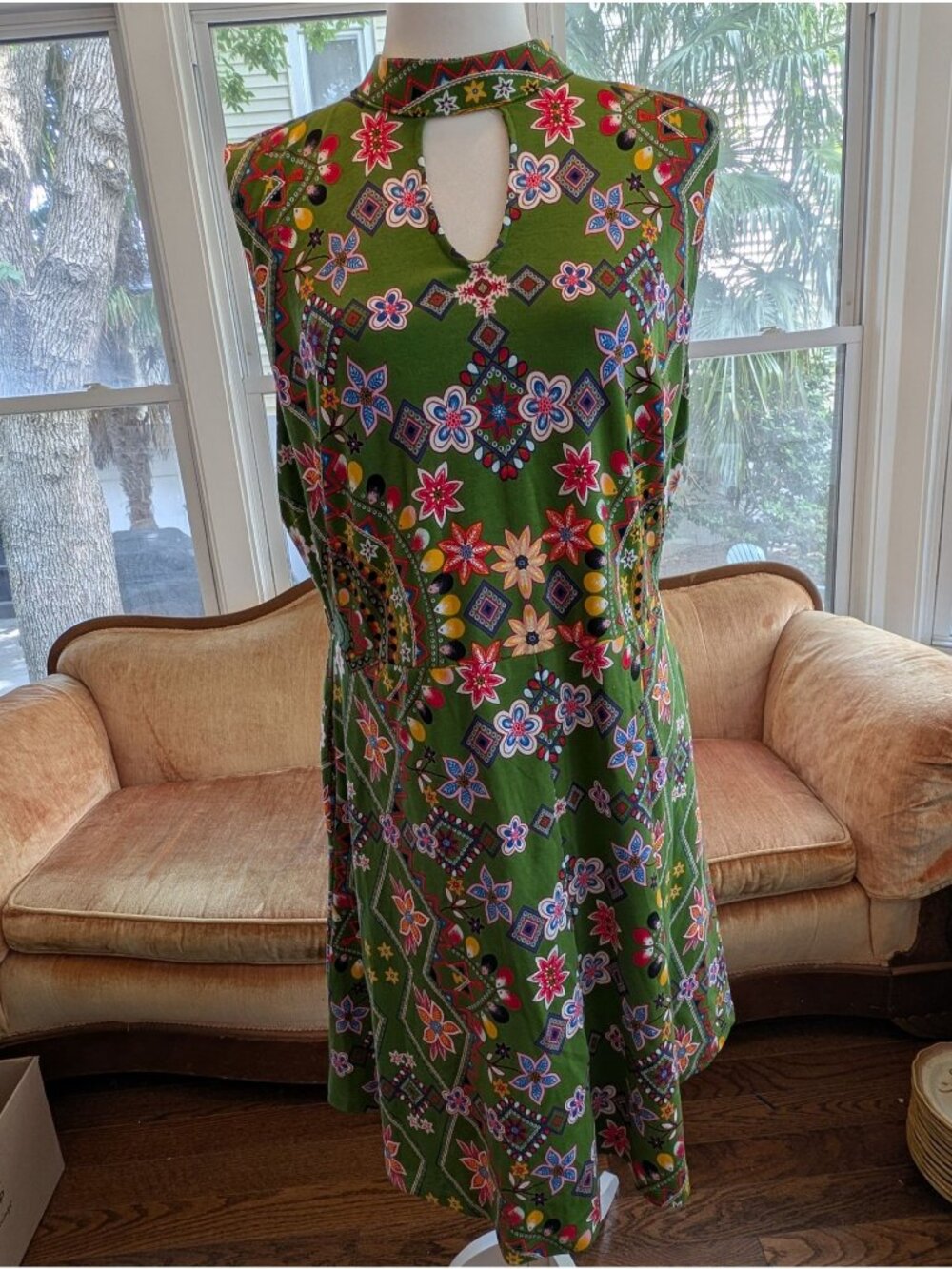 NY & Co Bold Bright Floral Pattern Sleeveless Mini Skater Dress Size XL